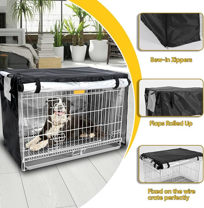 NEVERLAND Dog Crate Cover 48 Inch - Kennel Crate Covers for Dog Cage Waterproof, Universal Durable Oxford Cloth Dog Cage Cover for Most Wire Pet Crates, 48 x 30 x 33 Inch (Cover Only)