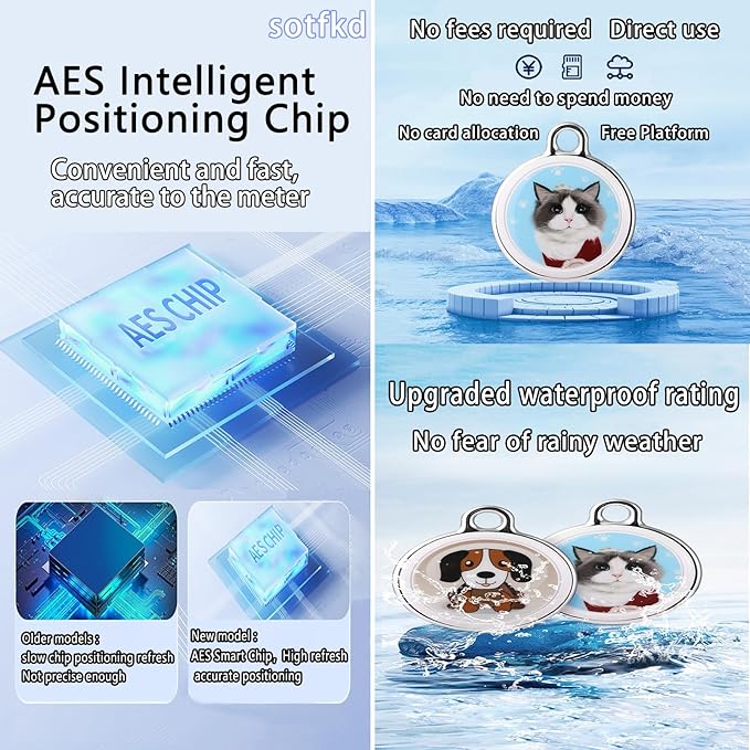 Cat Tracker-Airtag Cat Collar-Pet Tracker-GPS Tracker for Cats | Android and iOS Universal | No Monthly Fee | No Charging Required | Waterproof | Works with Any Collar