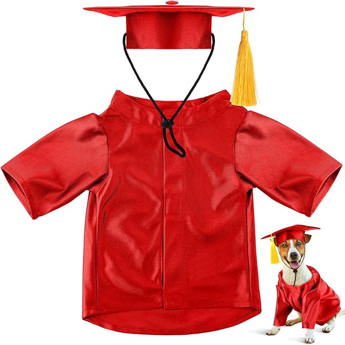 Dog Graduation Cap and Gown 2025 Washable Pet Graduation Costume for Dog Cat Shirt and hat(Marnoon)