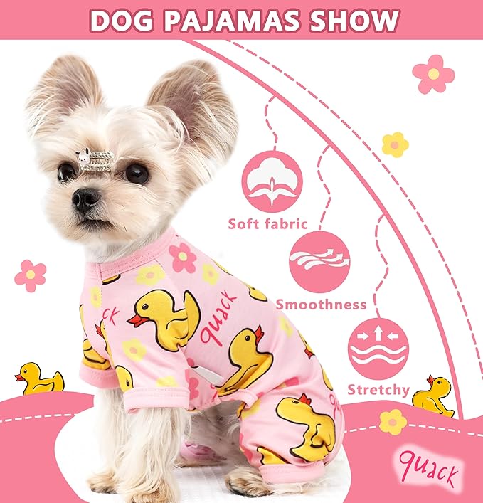 Dog Pajamas Summer Dog Clothes for Small Medium Dogs Boy Girl Doggy Pjs Cute Doggie Onesie Breathable Puppy Clothes Soft Stretchy Cat Pet Outfit (Yellow, X-Large)