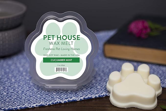 One Fur All Pet House Spring and Summer Wax Melts for Pet Odor, Natural, Plant Based Soy Wax Melts, Long Lasting Fragrance for Fresh Smelling Homes, Cucumber Mint