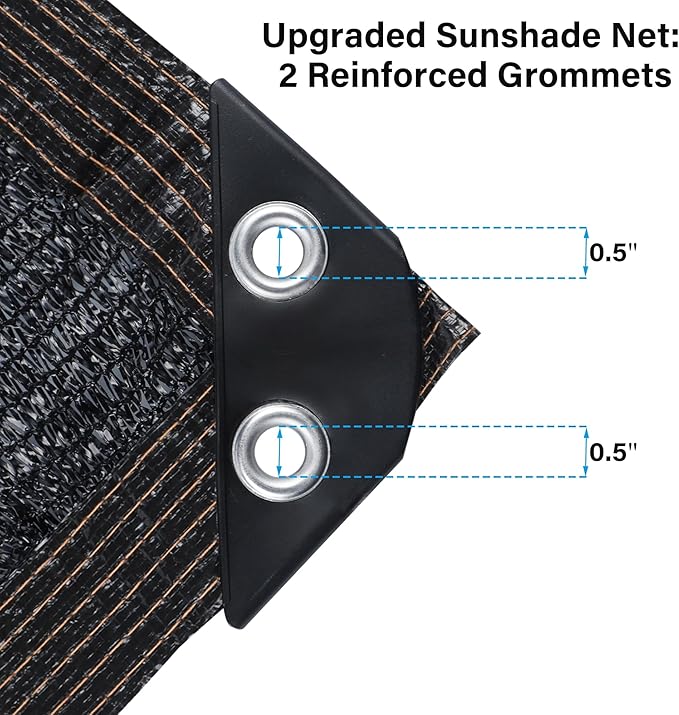 winemana Black Shade Cloth 50%, 5x10 FT Mesh Tarp - Garden Shade for Greenhouse, Patio, Vegetables, Plants Cover and Chicken Coops, Sun Shade Net for Outdoor Protection with Reinforced Grommets