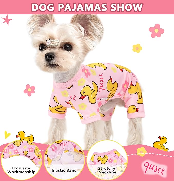Dog Pajamas Summer Dog Clothes for Small Medium Dogs Boy Girl Doggy Pjs Cute Doggie Onesie Breathable Puppy Clothes Soft Stretchy Cat Pet Outfit (Yellow, X-Large)