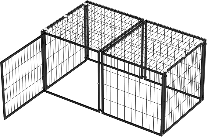 Ball & Cast 48" Large Dog Cage with Top,Heavy Duty Metal Wire Kennel for Medium Dogs & Puppies,Indoor/Outdoor Pet Playpen with Easy Assembly,Living Room & Apartment Dog Fence,Black