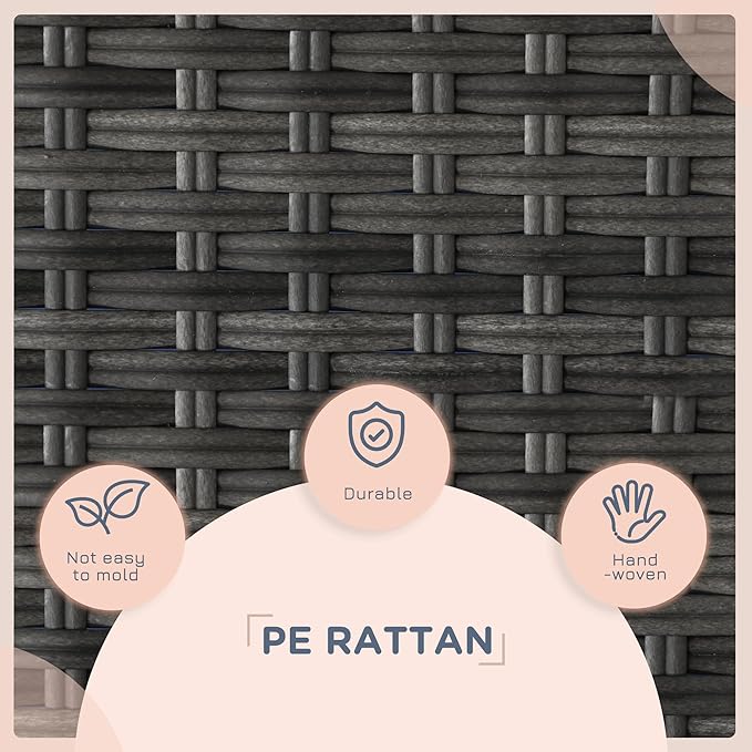 PawHut Wicker Dog House Outdoor with Canopy, Rattan Dog Bed with Water-Resistant Cushion, Raised Dog Bed for Small, Medium Dogs up to 66 lbs, 19.75" in Length, Gray Wicker, Dark Blue Cushion