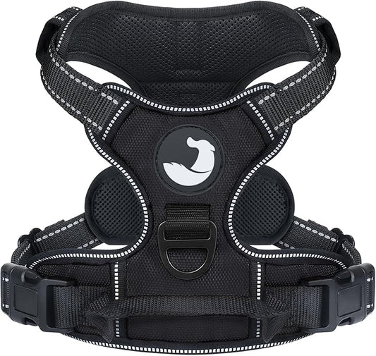 Joytale No Pull Dog Harness for Extra Large Dogs, Reflective Pet Vest with Front Clip, Adjustable Soft Padded Harnesses with Easy Control Handle for Training and Walking, Black, XL