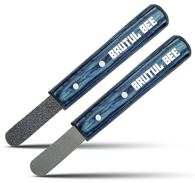 Bee Stripping Metal Stone Diamond Edged for Dogs, Cats & Pets with Wooden Handle (BLUE)