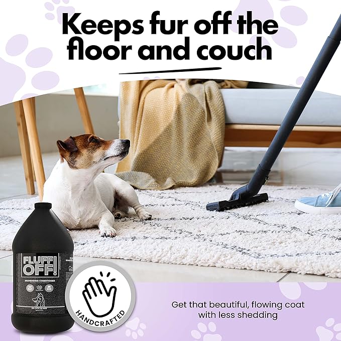 Fluff Off! by Girl With The Dogs, Natural Deshedding Dog & Cat Shampoo and Conditioner, 1 Gal Bundle