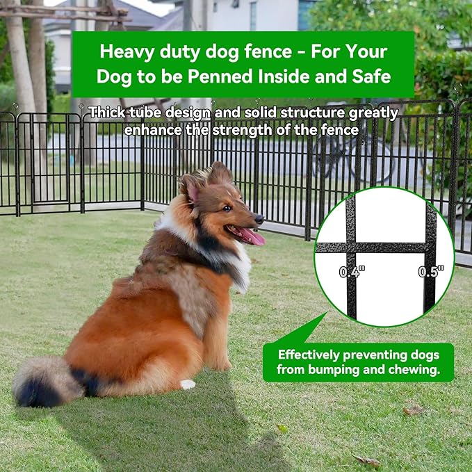 Dog Playpen Outdoor 32 Panels Heavy Duty Dog Fence 40" Height with Thick Pipe Anti-Rust with Doors Portable for RV Camping Yard, Total 72FT, 412 Sq.ft, Snowy Black