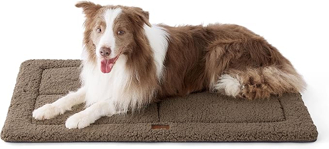 Bedsure Washable Dog Crate Bed for Large Dogs, Reversible Foam Floor Dog Mat, Lightweight Travel Flat Pet Beds for Indoor & Outdoor Dogs (41" x 28", Brown)