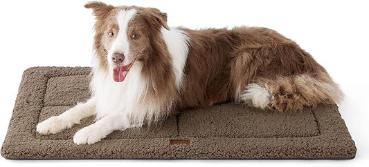 Bedsure Washable Dog Crate Bed for Large Dogs, Reversible Foam Floor Dog Mat, Lightweight Travel Flat Pet Beds for Indoor & Outdoor Dogs (41" x 28", Brown)