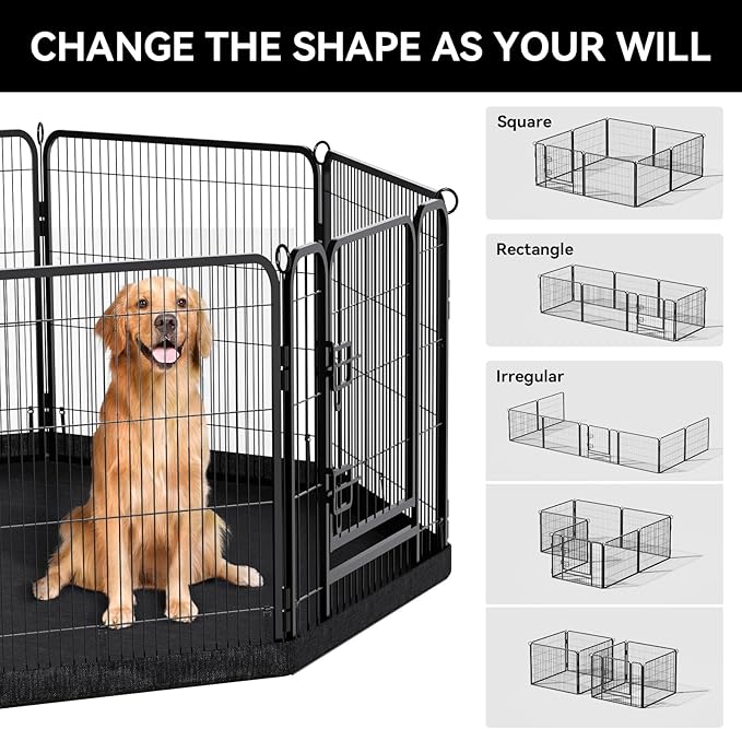 PJYuCien Dog Playpen Plus Storage Bag for Camping, 24" H Portable Dog Pen with Extra Hard Bottom， Heavy Duty Puppy Playpen for Puppies/Small Dogs, 8 Panels