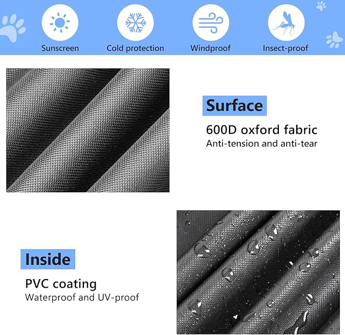 Double Door Dog Crate Cover, 600D Oxford Kennel Kennel Covers with Waterproof, Windproof, Breathable Mesh, Storage Pocket, 24", Cage Covers for Cat Small Puppy