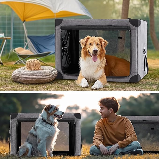 Collapsible Dog Crate - 26 Inch Portable Foldable Travel Crates for Small Dogs with Detachable Storage Bag, Removable Pad, and Mesh Windows for Outdoor & Indoor