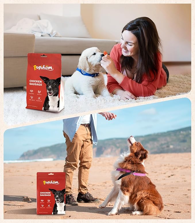 Chicken Sausage Dog Treats for Dogs, Made with Real Chicken Breast, Rawhide-Free, Healthy, Great Tasting Treat, Dog Training Reward Snacks,16OZ