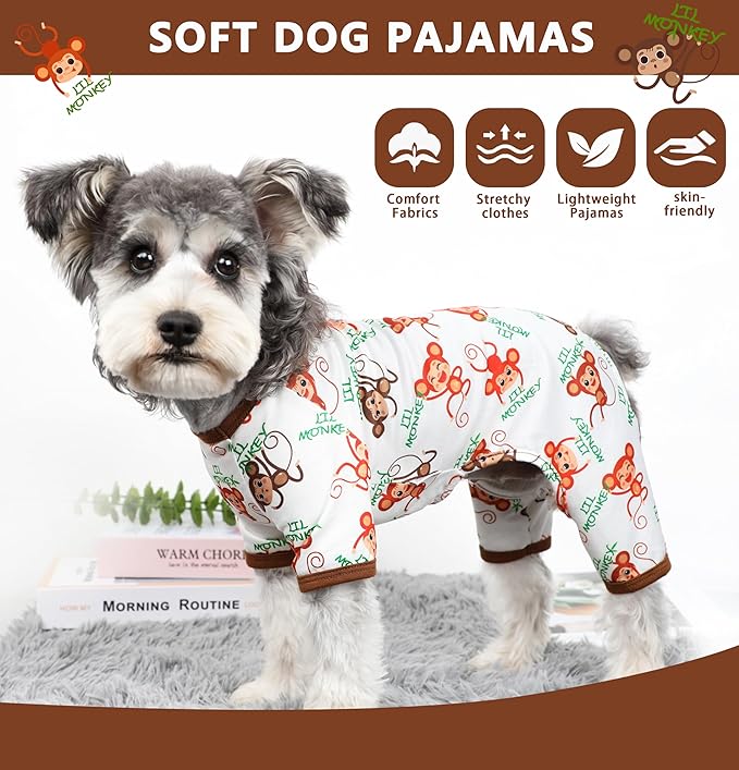 Dog Pajamas Spring Summer Dog Clothes for Small Medium Dogs Girl Boy Cute Soft Puppy Pjs Clothes Doggie Onesies Cat Pet Jammies Outfit (Brown,XS)
