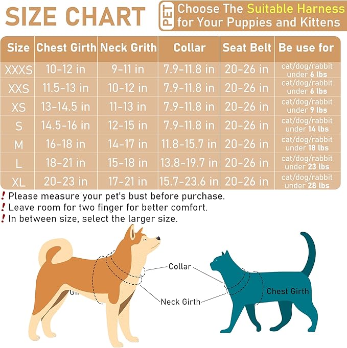 GAMUDA Dog Harness, Collar and Seat Belt Set, Vehicle Safety Harness, Retractable Adjustable Pet Seatbelts with Travel Strap and Carabiner for Most Cars (Beige, L)