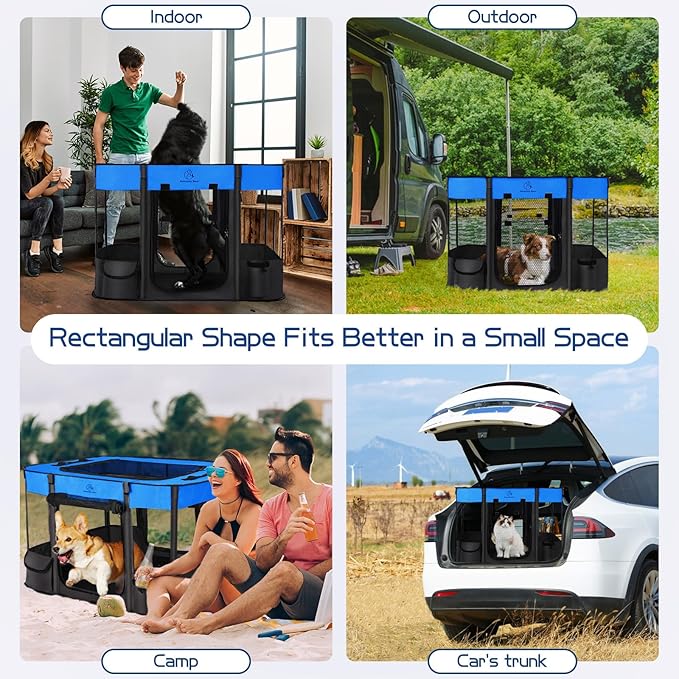 Dog Playpen,Pet Playpen,Foldable Puppy Cat Playpen, Portable Exercise Kennel Tent Crate,Water-Resistant Breathable Shade Cover,Indoor Outdoor Travel Camping Use for Small Animals with Carrying Case(M)