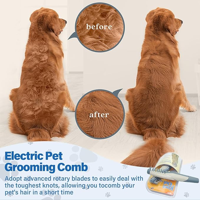 Glosrity Mataway E - Groomer, Lifweb Mataway E - Comb, 2025 New Electric Pet Grooming Comb for Dogs, Cats & Various Pets - Glosrity Mataway E - Groomer for Easy Knot Removal (1 * Set)