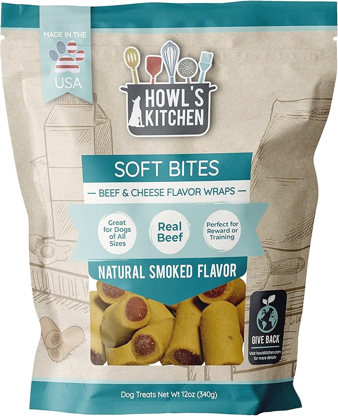 Howl's Kitchen Dog Treats, Soft Bites, Beef and Cheese
