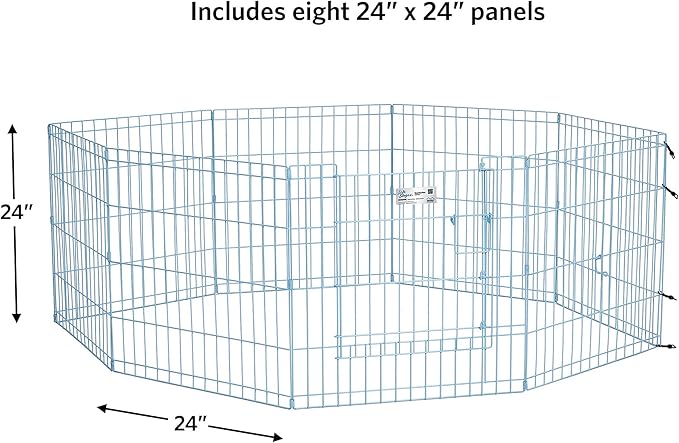 MidWest Homes for Pets Dog Exercise Pen & Playpen, 24" W x 24" H, with Door, Blue