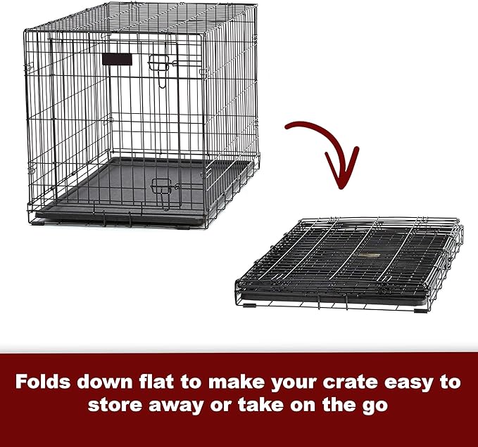 MidWest Homes for Pets Ultima Pro Series 24' Dog Crate | Extra-Strong Double Door Folding Metal Dog Crate w/Divider Panel, Floor Protecting 'Roller Feet' & Leak-Proof Plastic Pan