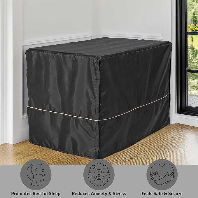 MidWest Homes for Pets Dog Crate Cover, Privacy Dog Crate Cover Fits Midwest Dog Crates, Crate Cover Only, Machine Wash & Dry, Black, 30-Inch