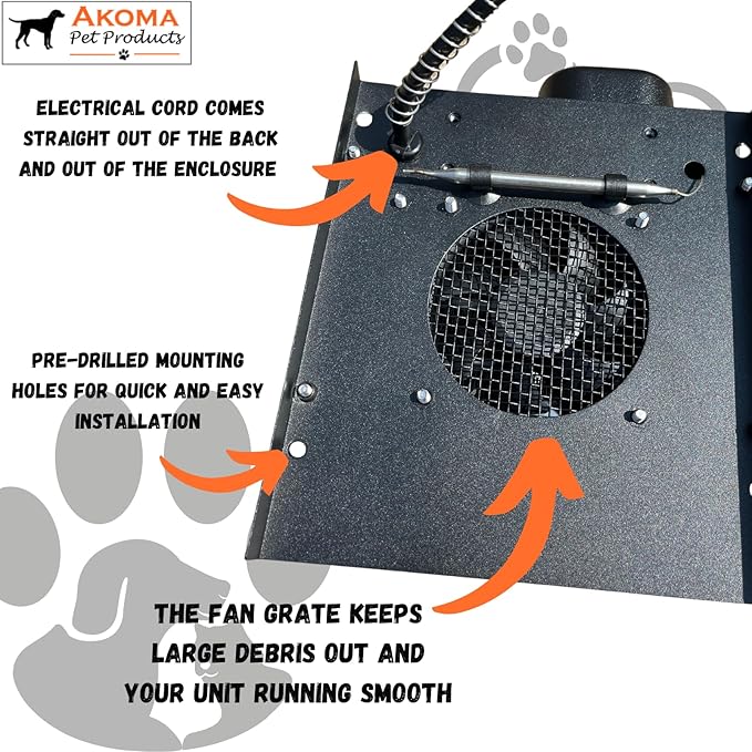 by Akoma Pet Products | 400w Dog House Furnace with 10-Foot Cord | Installs in Minutes | Safe - Dry Heat | Won't Burn Pets