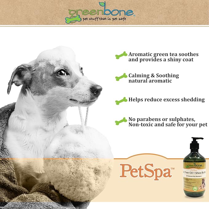Pet Spa All-Natural Plant-Based Shampoo - Tea Tree Oil & Shea Butter - Naturally Deodorizing & Hydrating