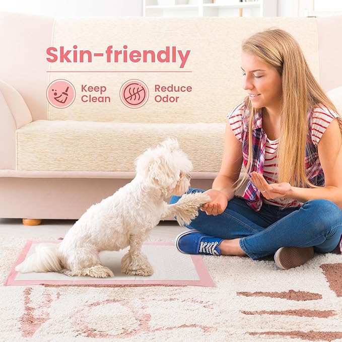 Pet Toilet Training Pads 100Count Disposable Puppy Pee Pads 18" x 13" for Dogs, Ultra Absorbent|Quick Dry|Leak-Proof Pet Potty Pads for Dog, Cat, Rabbits and Guinea Pigs (Pink)