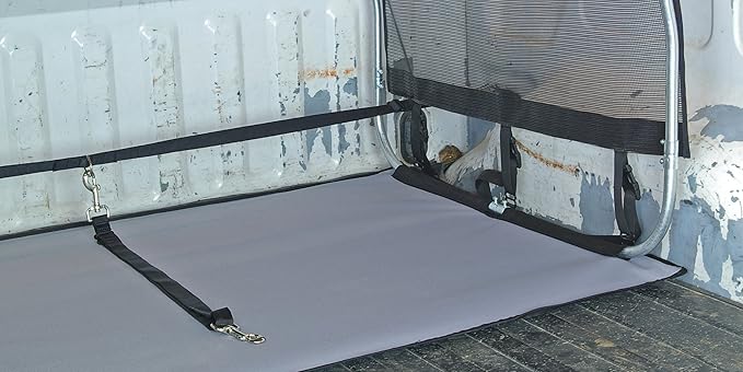 Bushwhacker K9 Canopy with Pad and Tether – Truck Bed Dog Shade Shelter and Kennel Tent – Hut with Leash Restraint, Vehicle Crate Barrier, and Tie-Out Cover for UTVs