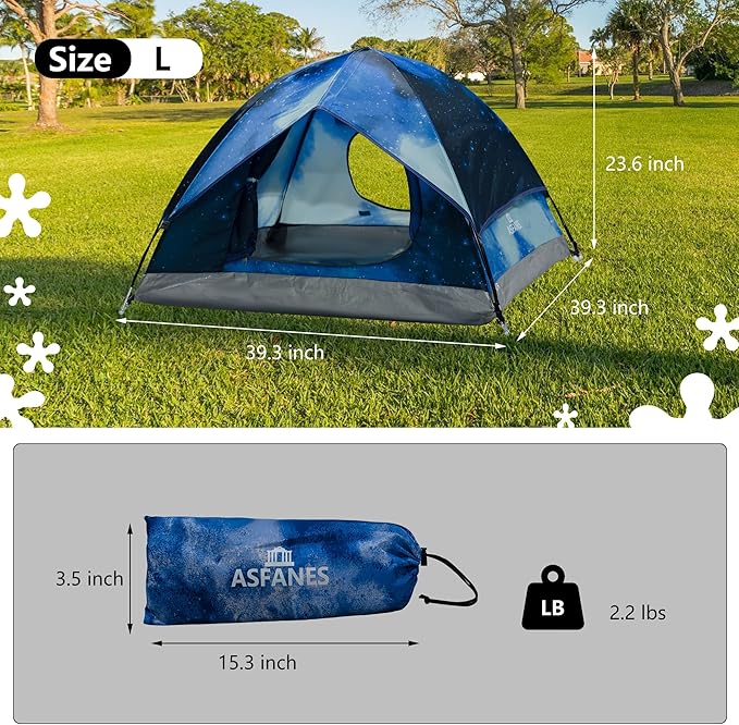 Outdoor Waterproof Pet Camping Tent, Cave Bed for Indoor Cats and Small Dogs, Portable Cat House Dog House, 39.3x39.3x23.6'', Navy Blue, L.