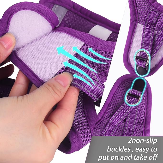 Dog Harness for Small Dogs, Small Dog Harness and Leash Set, Honeycomb Grid, Reflective Lightweight Harness & Anti-Twist Pet Lead,Dog Harness(Multi Color, Size: XS-S-M) (S, Purple)