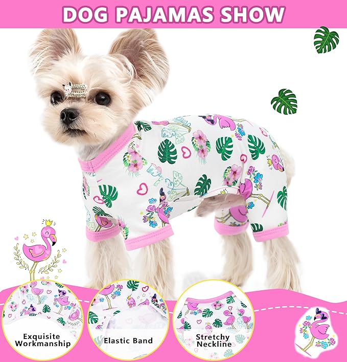 Dog Pajamas Summer Dog Clothes for Small Medium Dogs Boy Girl Pet Pjs Cute Doggie Onesie Breathable Puppy Clothes Soft Stretchy Cat Pet Outfit (Pink, X-Large)