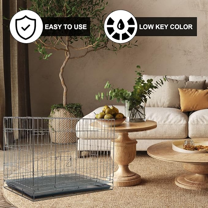 Cunno 2 Pcs Replacement Dog Crate Pan Tray Kennel Bottom Tray Replacement Plastic Bottom Pan for Dog Crate, Black(30")