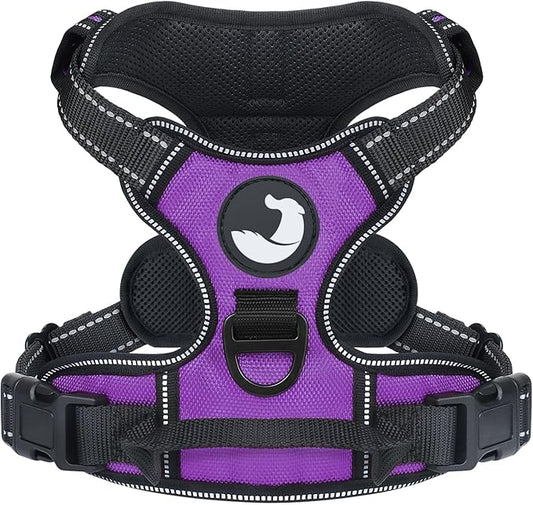 Joytale No Pull Dog Harness Medium Sized Dog, Reflective Pet Vest with Front Clip, Adjustable Soft Padded Harnesses with Easy Control Handle for Training and Walking, Purple, M