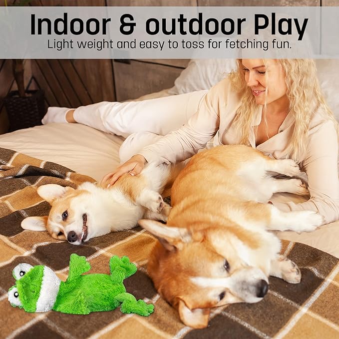 FGA MARKETPLACE Frog Flat NO Stuffing NO Squeak Plush Dog Toy, Funny Style Will Entertain Your Dog for Hours, Recommended for Small and Medium Dog 21 INCH Long