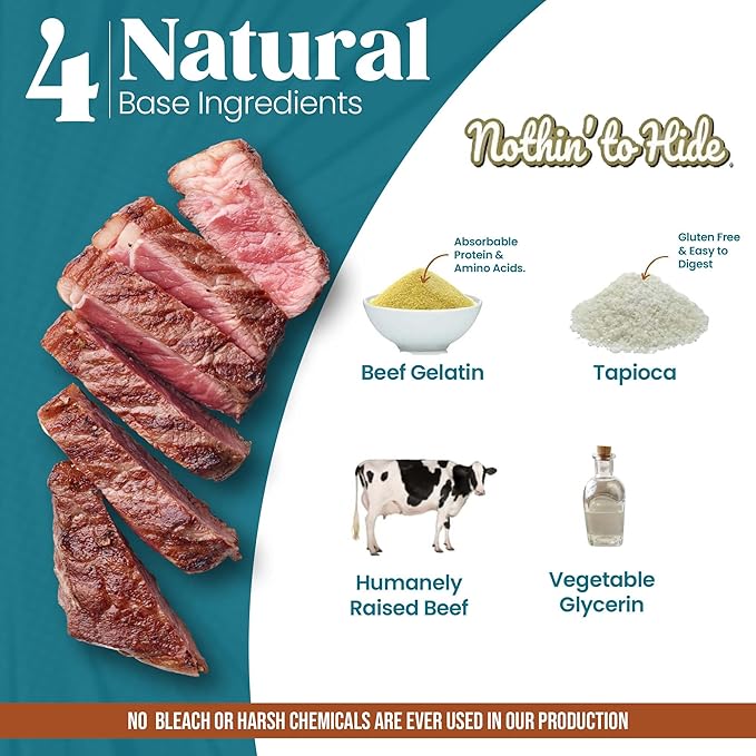 Fieldcrest Farms Nothin to Hide Flip Chips Dog Chews - Natural Rawhide Alternative Treats for Dogs, Collagen Based Snack for Moderate Chewers Up to 35lbs, Beef Flavor - 2 Packs (16 Chips)