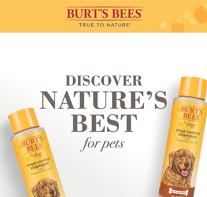 Burt's Bees for Pets Shed Control Shampoo with Omega 3 and Vitamin E,Shedding Shampoo for Dogs,Burts Bees Dog Shampoo,Pet Shampoo,Deshedding Dog Shampoo,Natural Dog Shampoo,Dog Wash(Pack of 2)