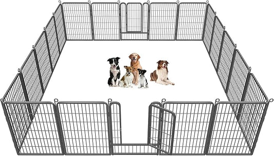 Dog Playpen 40 inch Dog Fence for Outdoor Indoor Use Heavy Duty Metal Dog Pen for Large Dogs, Rustproof Pet Playpen Portable Pet Fence Outdoor for Yard, RV Camping, Customizable, 20 Panels