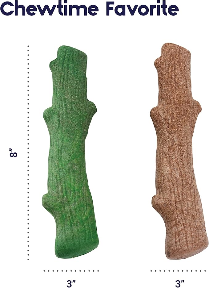 Petstages Dogwood Wood Durable Dog Chew Toys, Real Wood & Mint, 2-Pack, Large