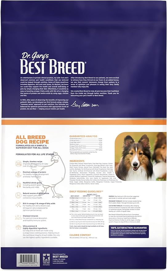 Best Breed Dr. Gary's All Breed Dog Diet Made in USA [Natural Dry Dog Food for All Breeds & Sizes] - 28lbs., Dark Brown, Medium