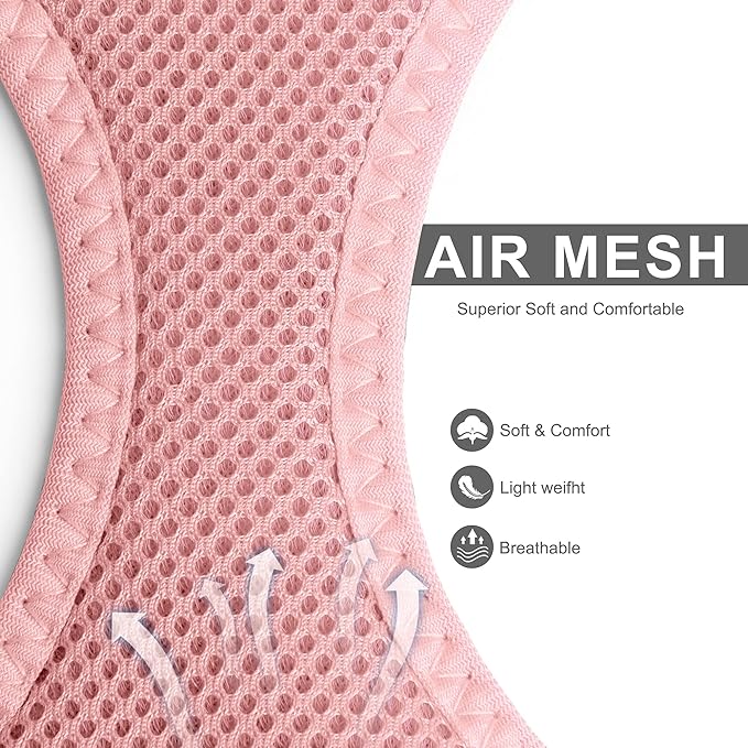 Fida Comfy Dog Harness with Leash, Soft Puppy Vest Escape Proof, Breathable Lightweight Soft Mesh, Adjustable Reflective Step-in Harness for Small Pet Walking (S, Pink)
