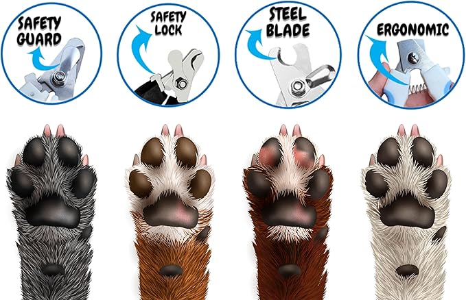 Belizay Dog & Cat Professional Pets Nail Clippers and Trimmers with Poop Bag Rolls Set, Cat and Dog Nail Clippers for Small Dogs with Safety Guard to Avoid Over Cutting. Large Size