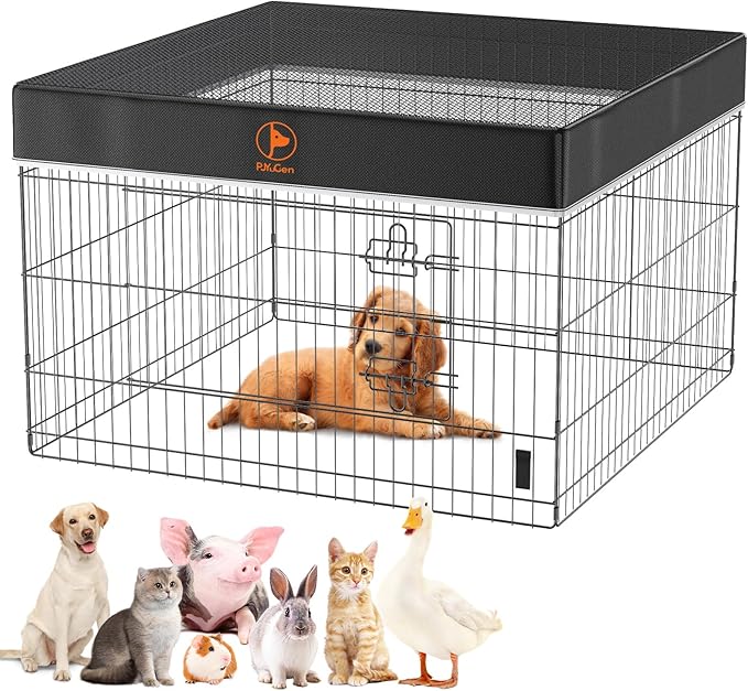 PJYuCien Mesh Top Cover - Fits 4 Panels 36 Inch Width Plastic/Metal Pet Pen Square Dog Playpen (Note: Only Pen Top Cover, NO PLAYPEN!!!)