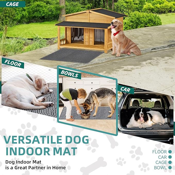 Dog Door Mat Soft Microfiber Dog Mat for Muddy Paws Absorbent Muddy Paws Door Mat with Non Slip Backing Dog Rugs for Muddy Paws Quick Dry Mud Rug for Entry & Indoor (20”X30”, Grey)