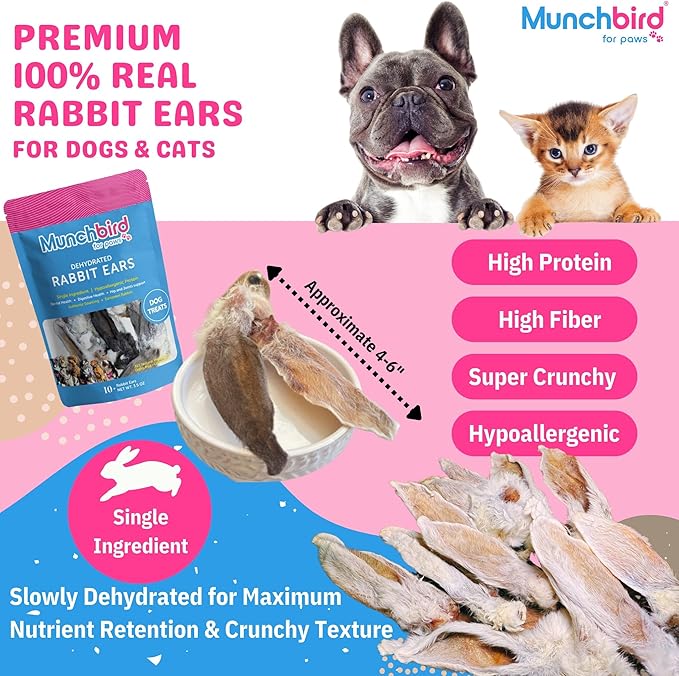 Dehydrated Rabbit Ears for Dogs & Cats (Mini Pack - 4pcs)