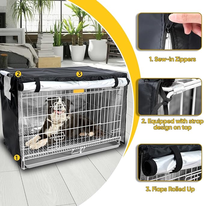 NEVERLAND Dog Crate Cover 42 Inch - Kennel Crate Covers for Dog Cage Waterproof, Universal Durable Oxford Cloth Dog Cage Cover for Most Wire Pet Crates, 42 x 28 x 30 Inch (Cover Only)
