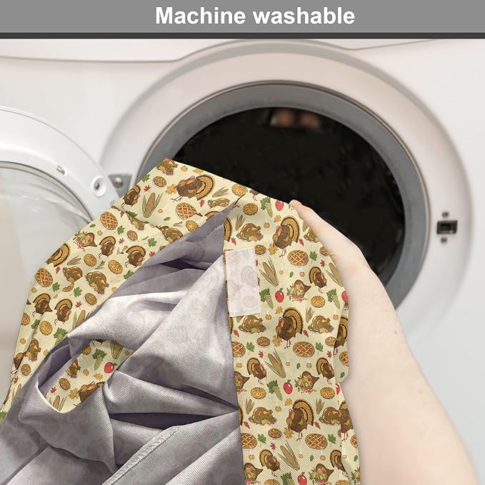 Lunarable Thanksgiving Dog Crate Cover, Special Day Family Dinner Classical Delicious Meal Abundance Harvest, Easy to Use Pet Kennel Cover for Medium Large Dogs, 48 Inch, Orange Brown Green