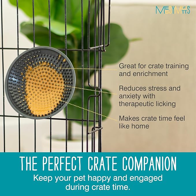 Messy Mutts Therapeutic Crate Lick Plate | 6" Lick Plate for Kennels | Easy Kennel Attachment for Crate-time Enrichment | Interactive Licking Plate